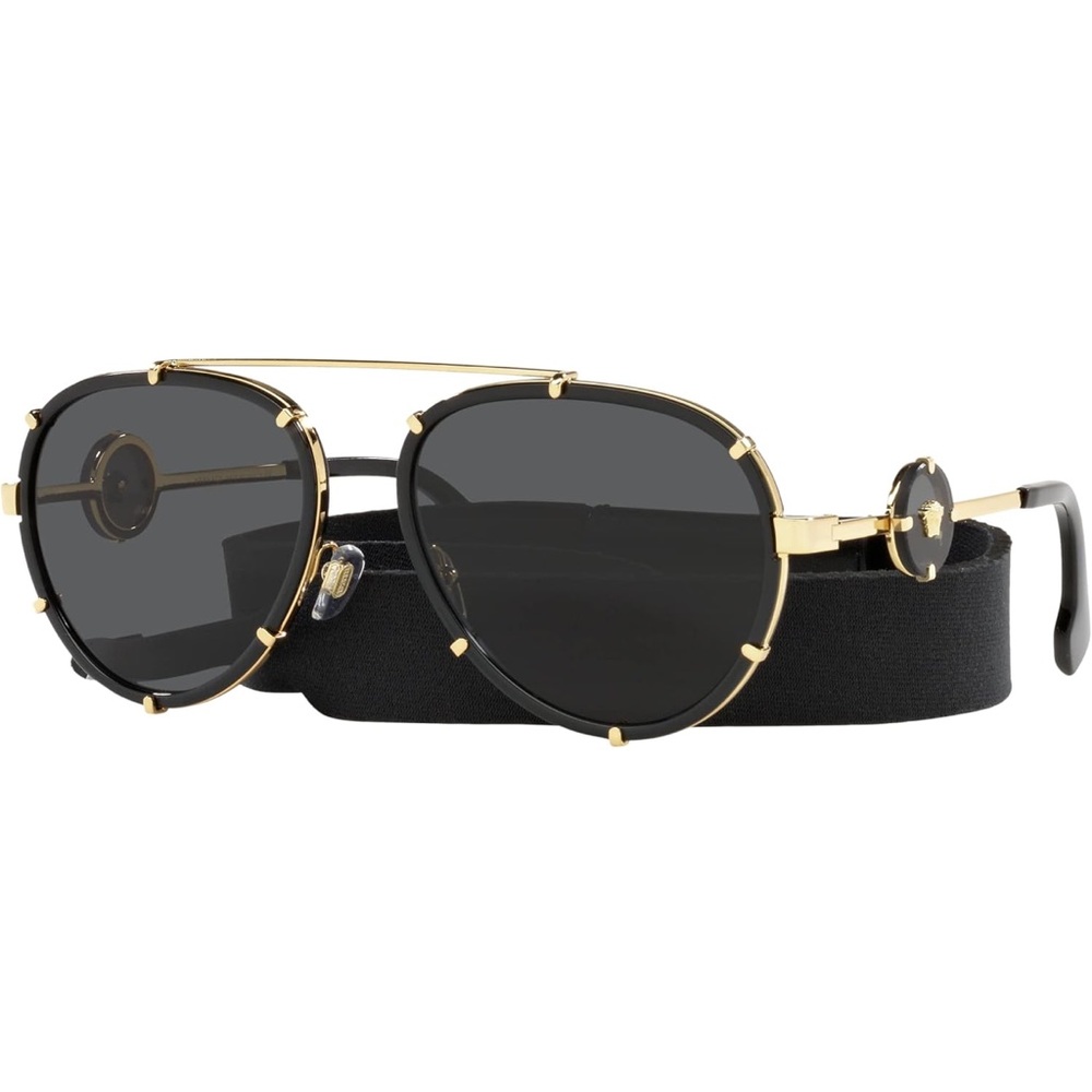 Versace Gold and Black Designer Sunglasses